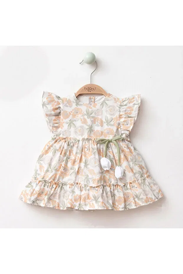 Детское платье для девочек с принтом Tulip Ruffle Dress Bobby Baby, Beige