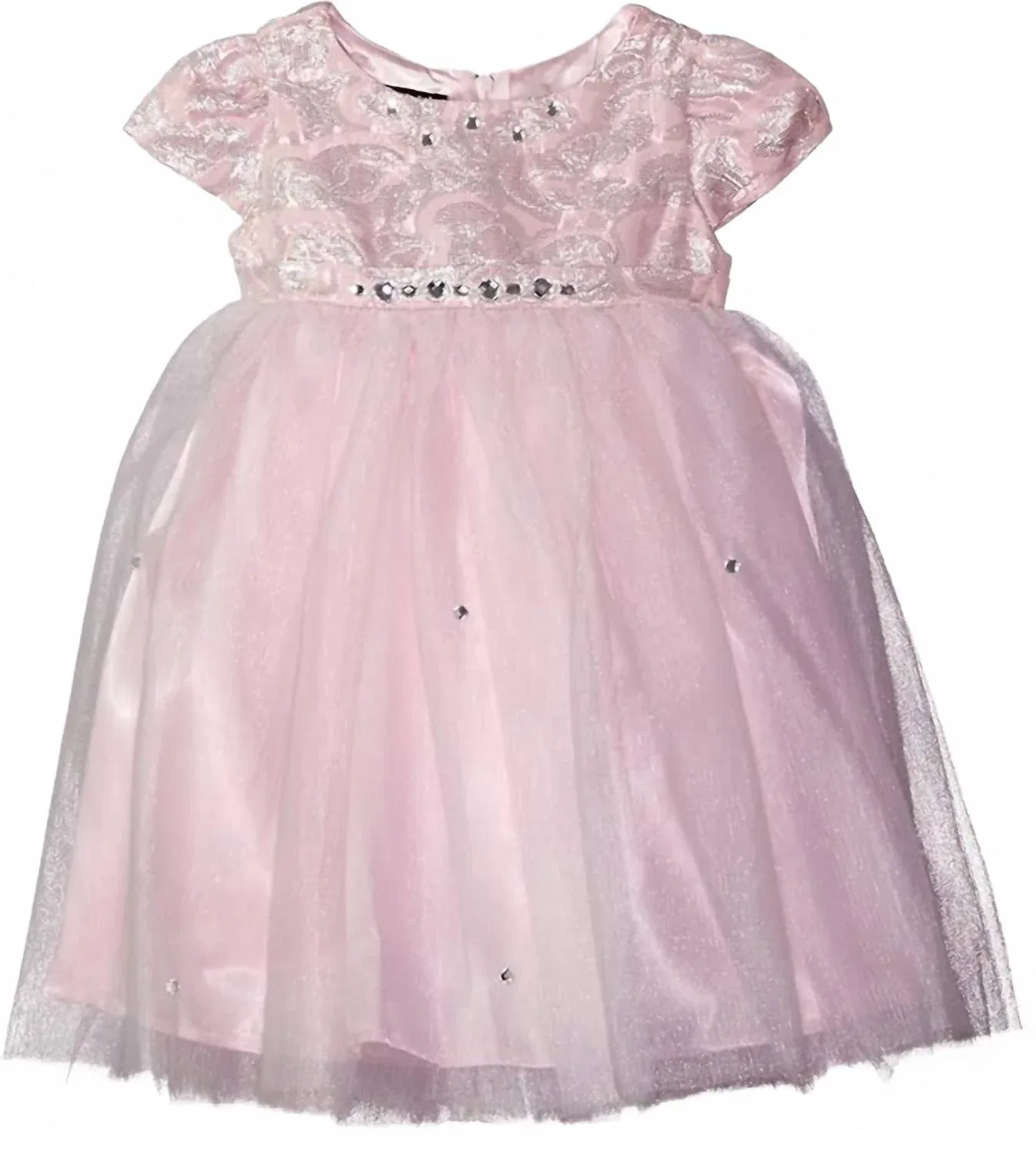Детское платье для девочек с коротким рукавом Fancy Brocade Tulle Ballerina Biscotti, розовый