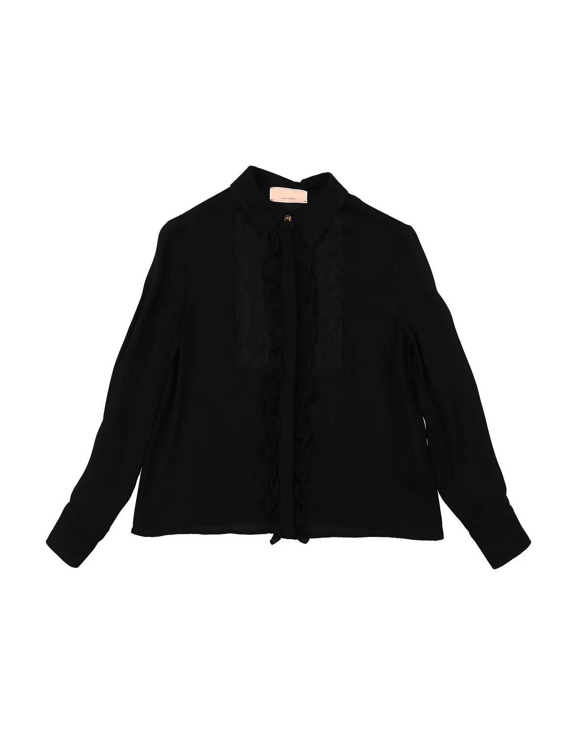 Блуза из крепа с воланами Elisabetta Franchi, черный