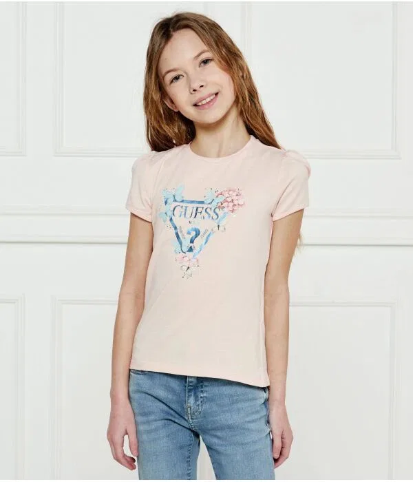Детская футболка для девочек хлопковая Regular Fit T-Shirt Guess, Rosa Cipria