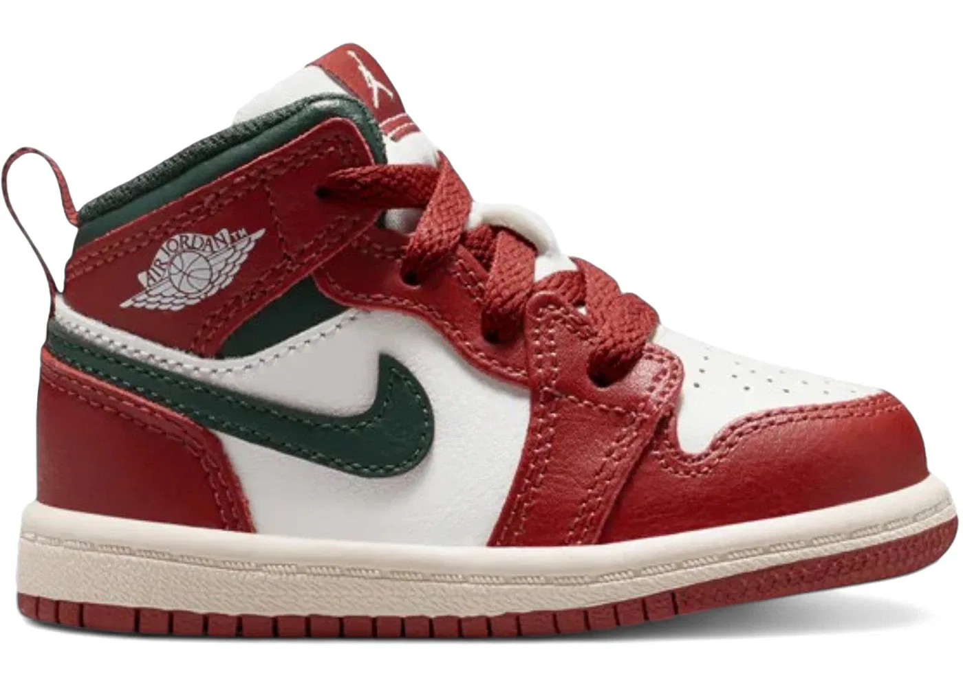 Детские кроссовки с высоким берцем Jordan 1 Mid Jordan, Redstone/Midnight Green