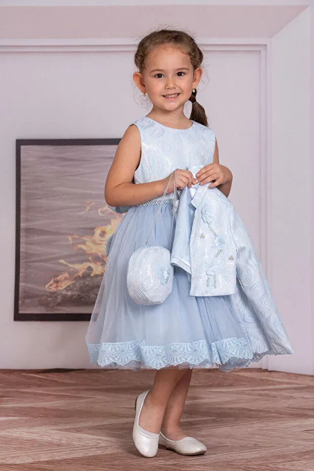 Детское платье из фатина с воланами Süslü Pink Kids, Blue — фото 2