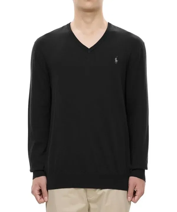 Свитер с V-образным вырезом, длинный рукав, Polo Ralph Lauren, черный