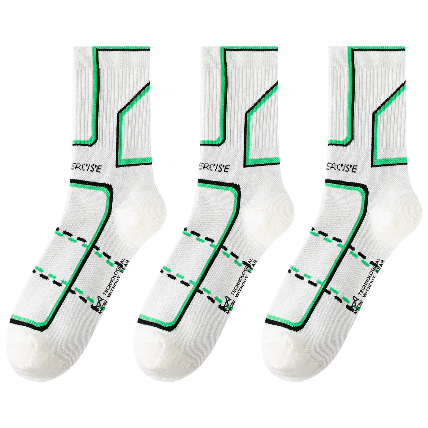 Детские носки для баскетбола, 3 пары, White 3, MIIOW