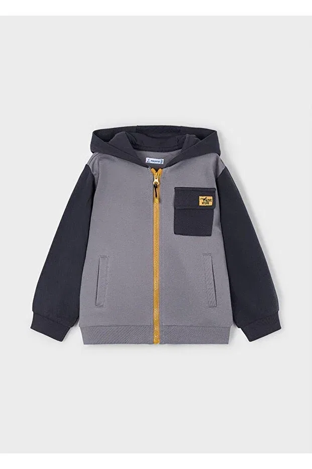 Детский спортивный костюм для мальчиков с капюшоном Winter boys' 3-piece tracksuit double bottom set Mayoral, Gray — фото 3