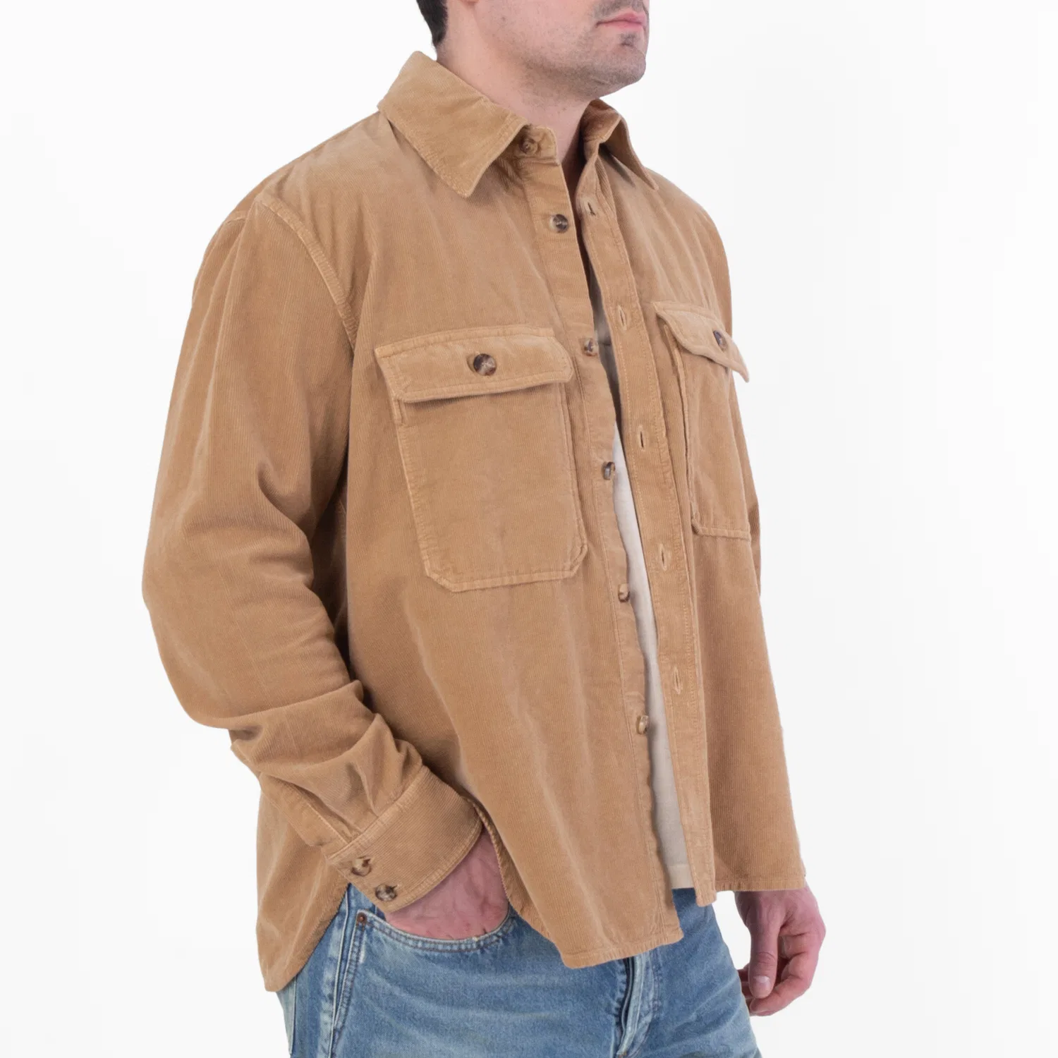 Рубашка-оверширт из вельвета с длинным рукавом Corduroy Long-Sleeved Overshirt Saint Laurent, X-Large — фото 2