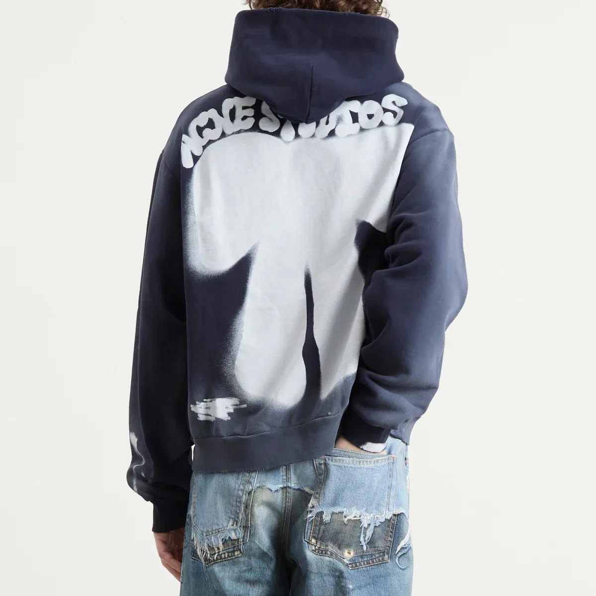 Худи с принтом Bow Spray Print Acne Studios, Navy Blue — фото 3