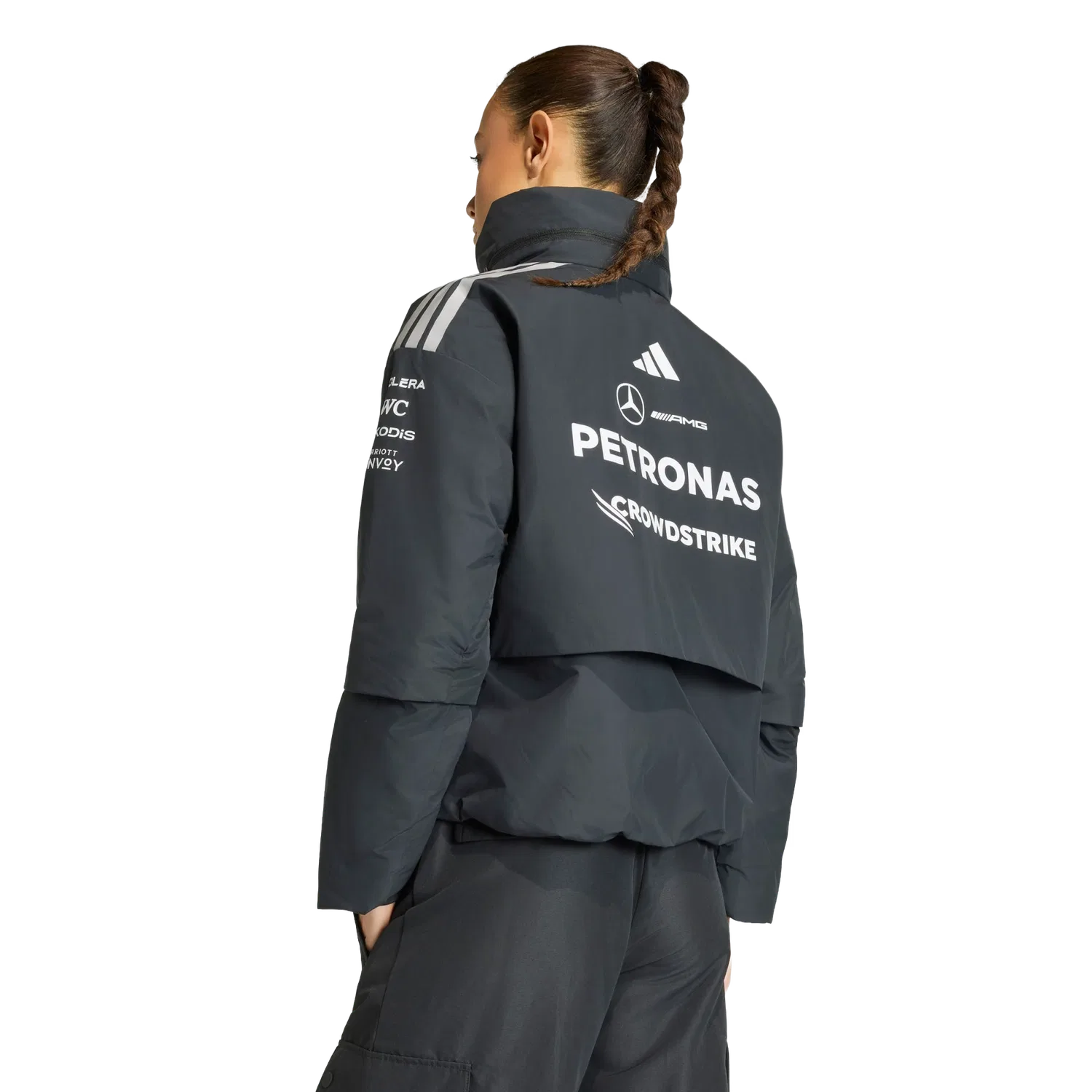 Женская зимняя свободная куртка Adidas, черный — фото 3