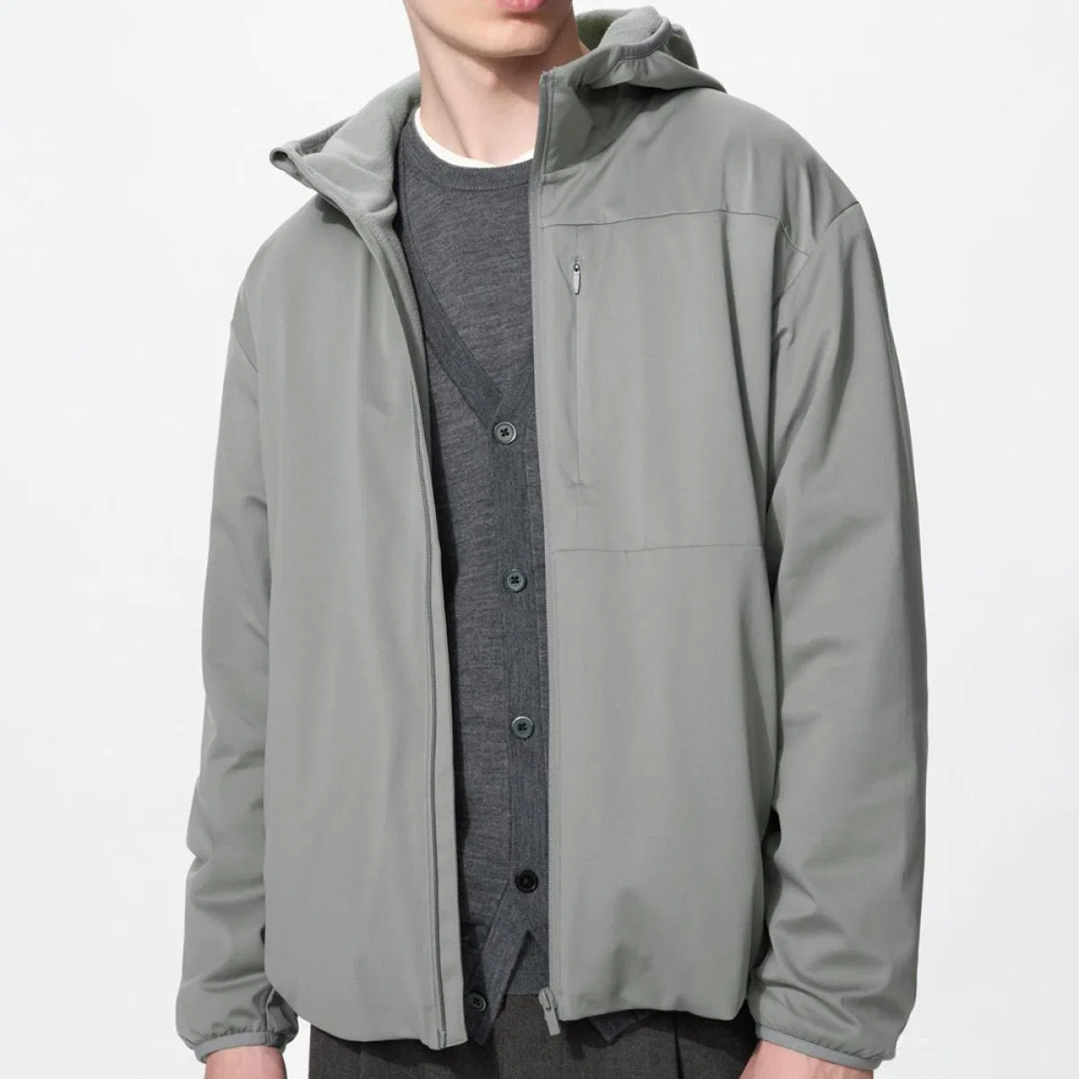 Мужская куртка с капюшоном Smoke Gray UNIQLO — фото 4