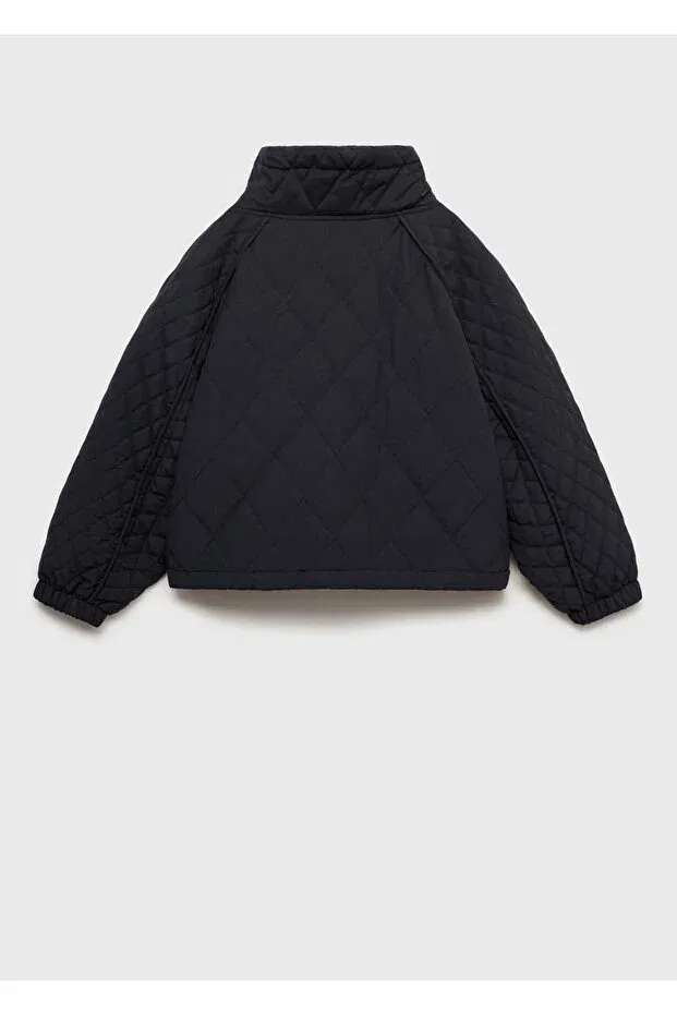 Детское пальто для девочек с утеплителем Mango Kids, Navy Blue — фото 4