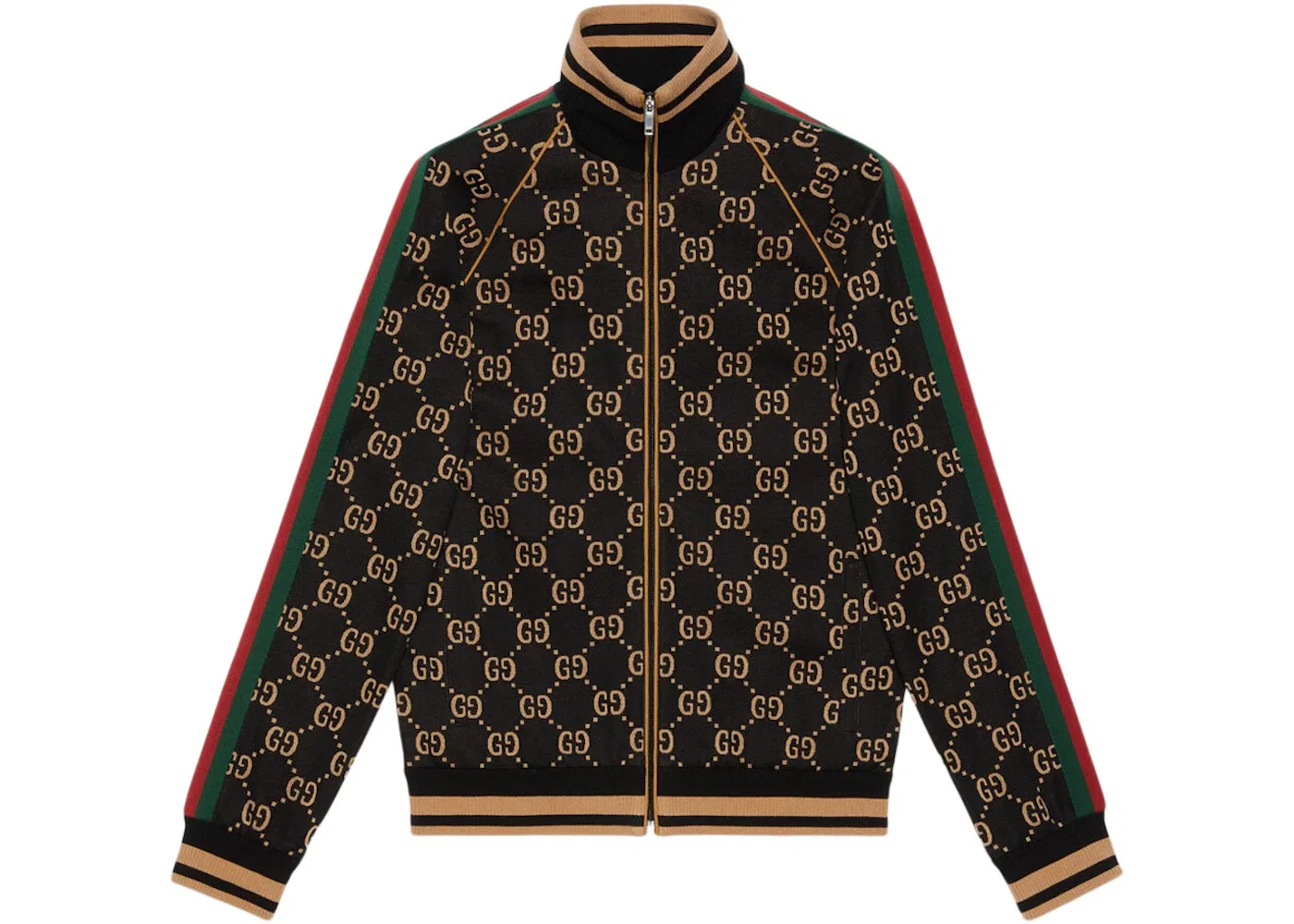 Мужская куртка с принтом GG Gucci, Black/Camel/Green/Red
