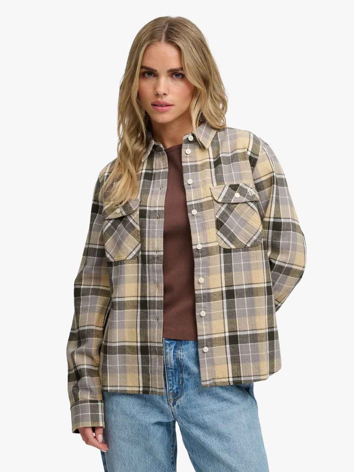 Коричневая фланелевая рубашка в клетку Superdry Lumberjack