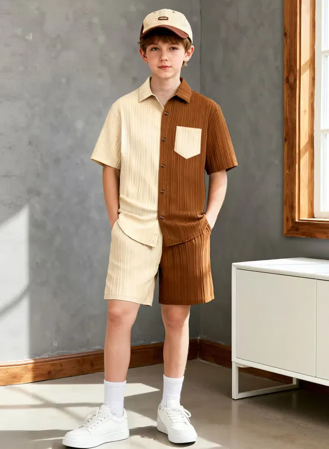 Комплект рубашка и шорты Boys color block Take Two, мультиколор