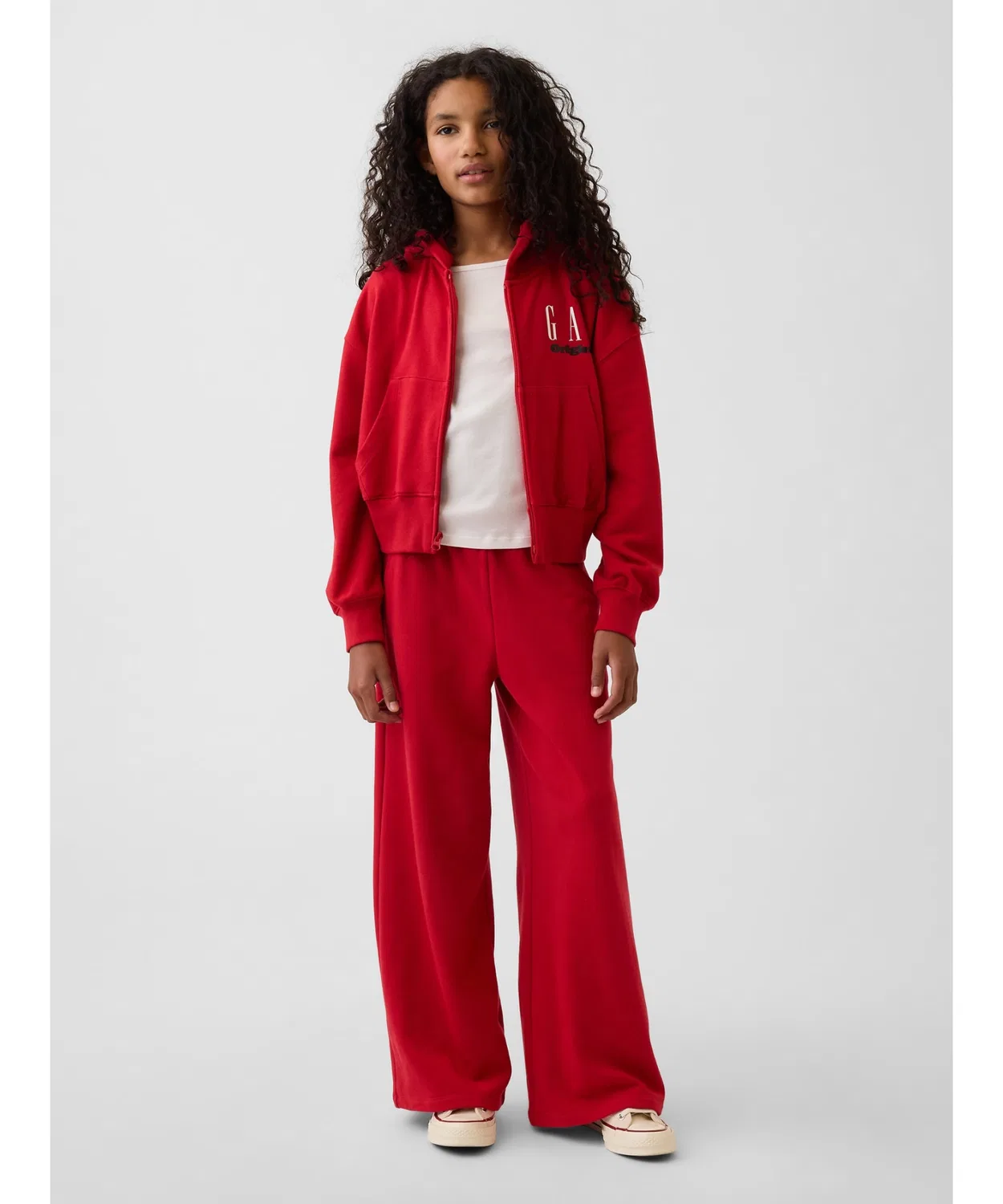 Детский оверсайз худи с длинным рукавомVintage Soft GAP, Серый — фото 4