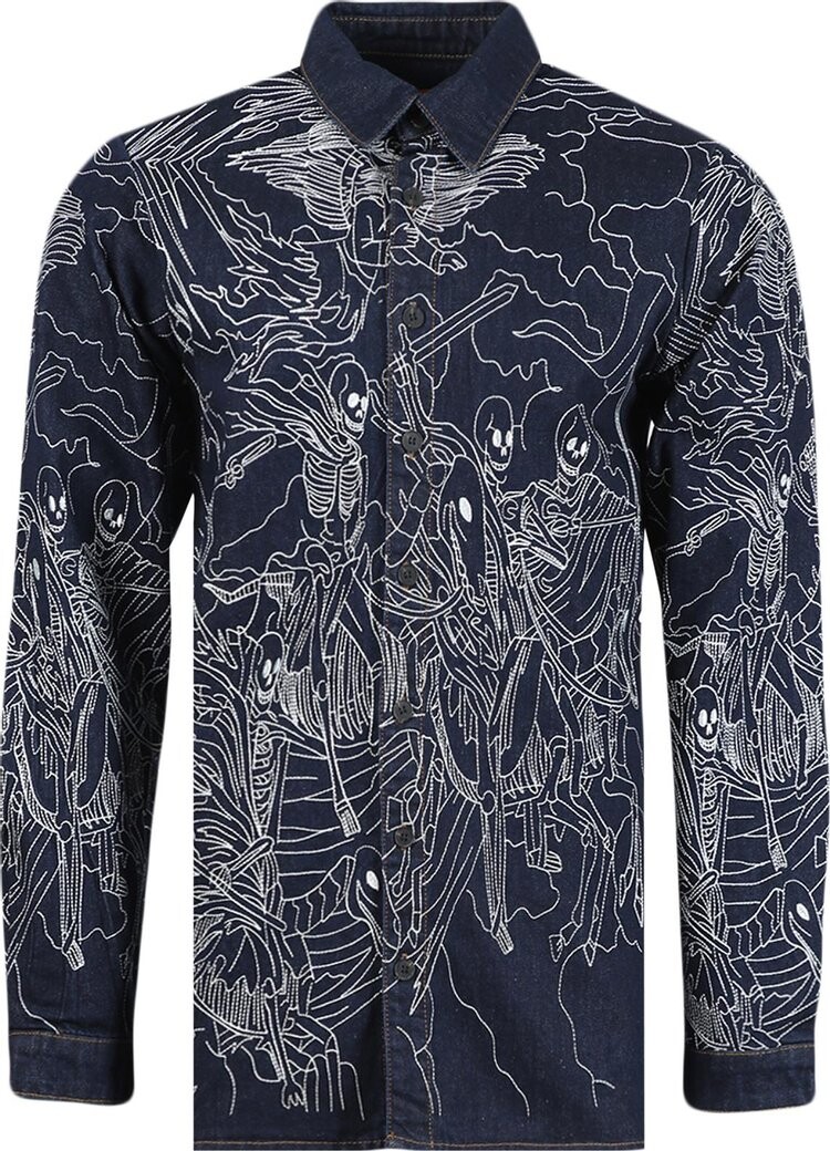 

Рубашка Who Decides War Four Horsemen Denim Shirt 'Indigo', синий