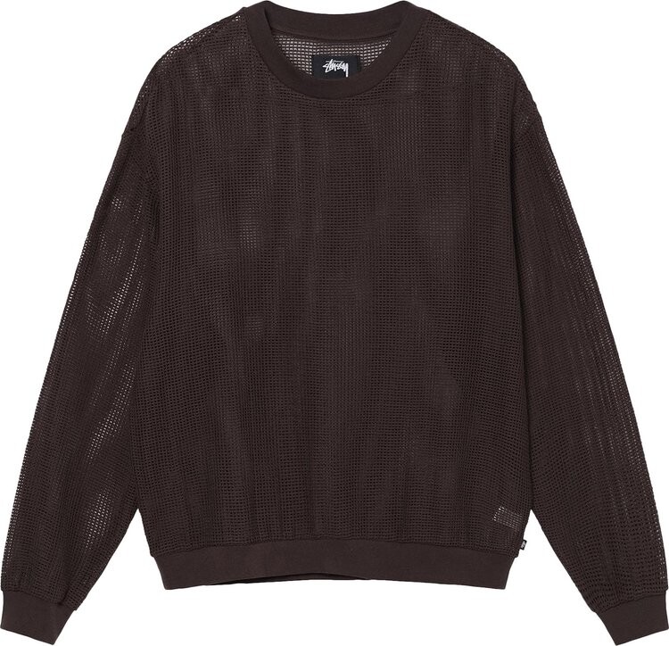 

Лонгслив Stussy Cotton Mesh Long-Sleeve Crew 'Brown', коричневый