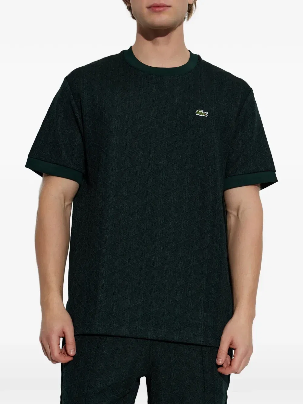 Футболка с монограммным узором Lacoste, зеленый — фото 3