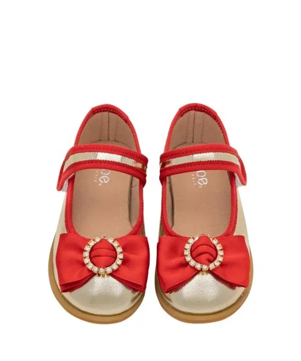 Туфли на плоском ходу с бантом, Diana, Stokids, золотой — фото 4