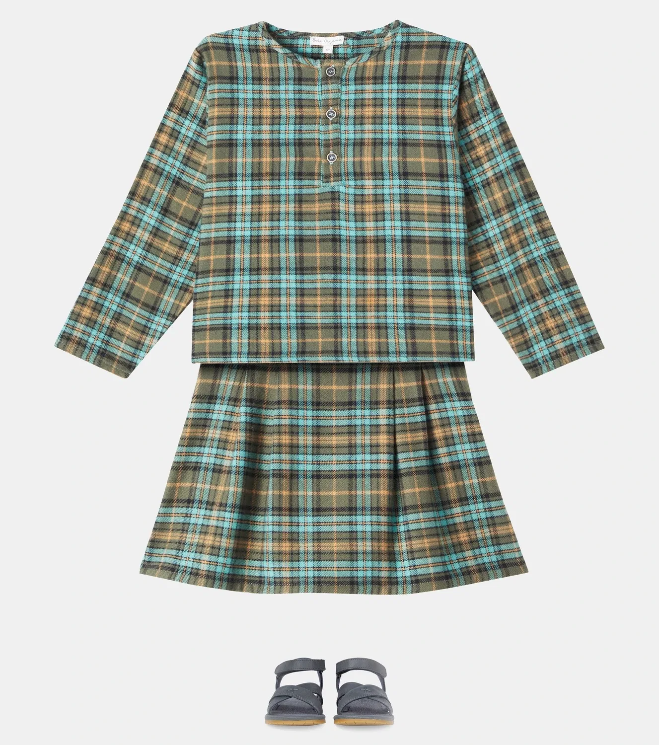 Рубашка в клетку Bebe Organic, синий — фото 2