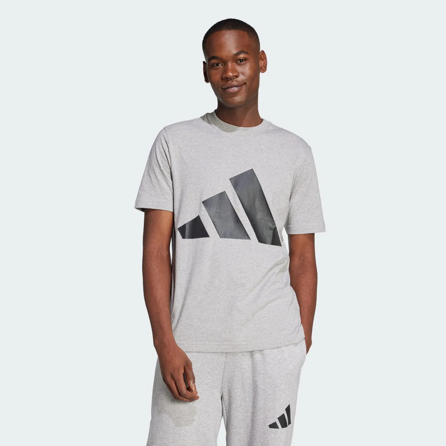 Мужская футболка с принтом Essentials Big Logo Adidas, Grau Schwarz Grau