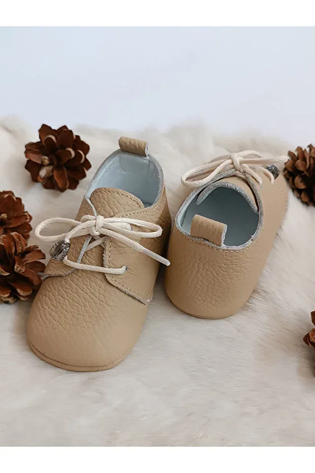 Детские кожаные лоферы для мальчиков Alfa Hodore, Beige — фото 3