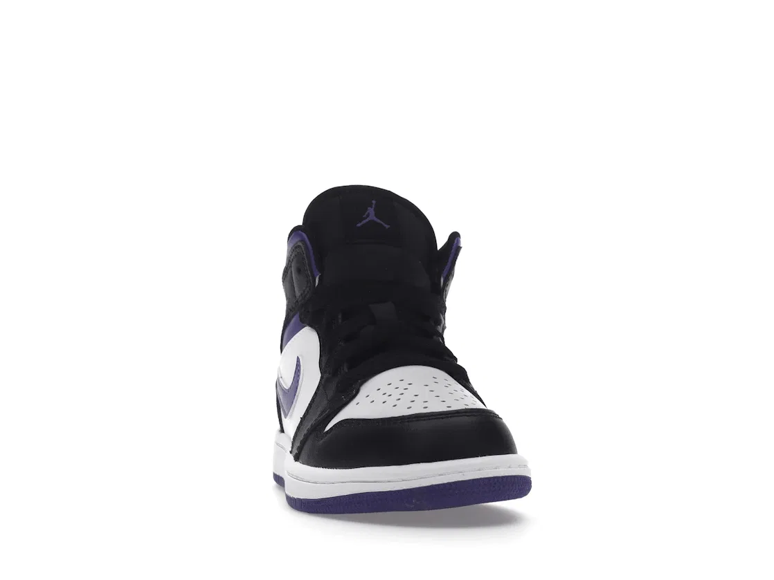 Детские кроссовки с кожаным верхом Jordan 1 Mid Jordan, Black/Dark Iris/White — фото 2