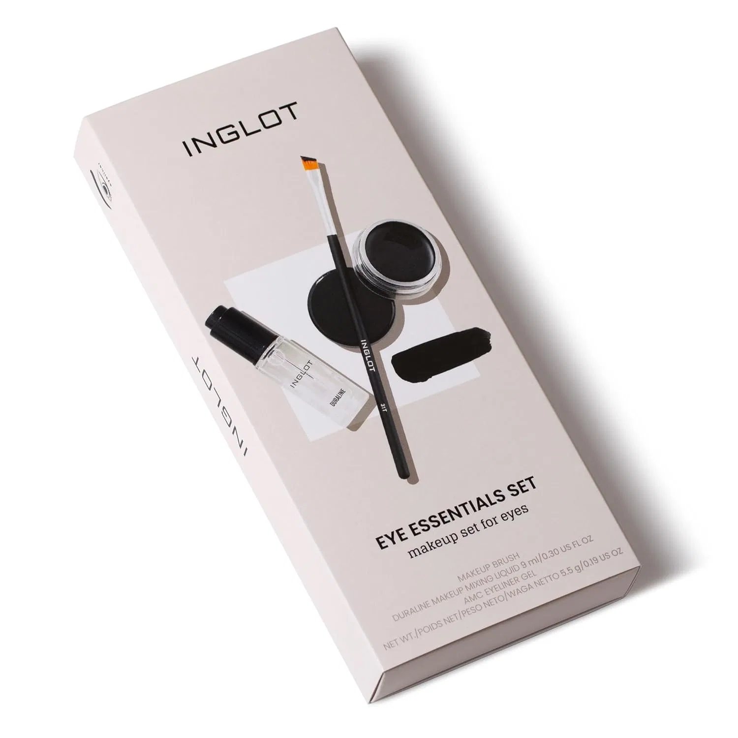 Набор для макияжа глаз с подводкой и кистью, Inglot, Duraline + AMC Gel Eyeliner 77 + Brush 31T, 14.5 г, 77 Black