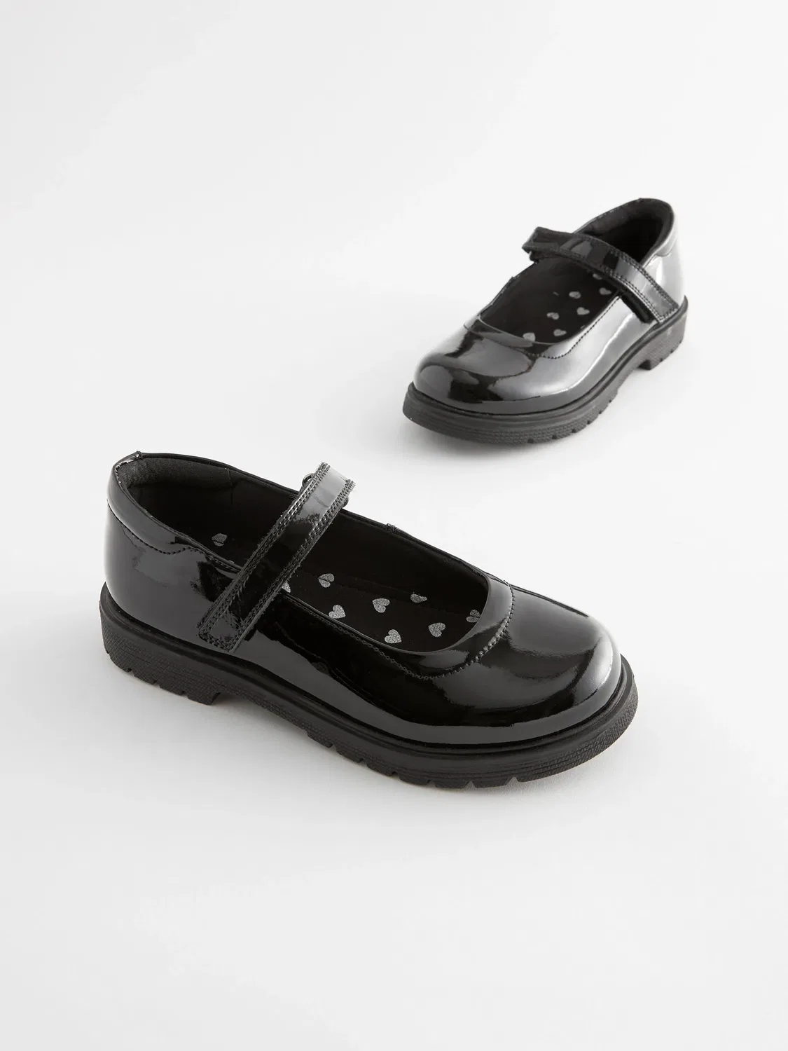 Туфли Мэри Джейн на толстом каблуке, кожаные Next, Black Patent