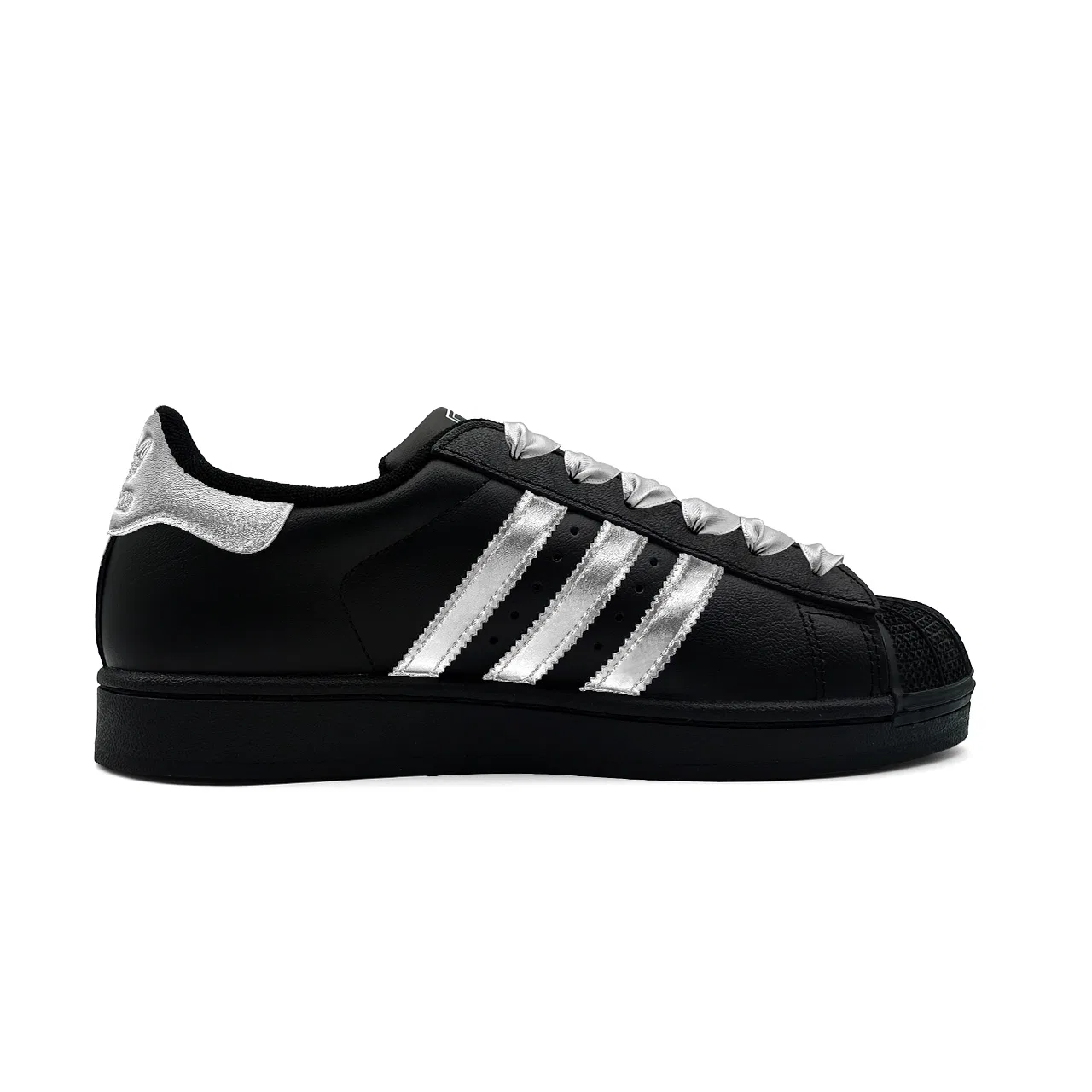Детские кроссовки для скейтбординга Superstar 2 с серебристыми вставками, Adidas Originals, Black Silver — фото 4