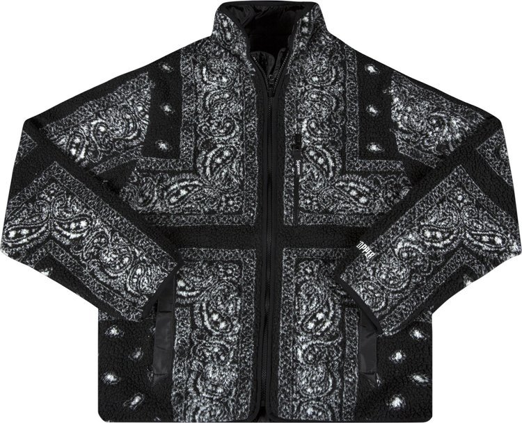 

Куртка Supreme Reversible Bandana Fleece Jacket 'Black', черный