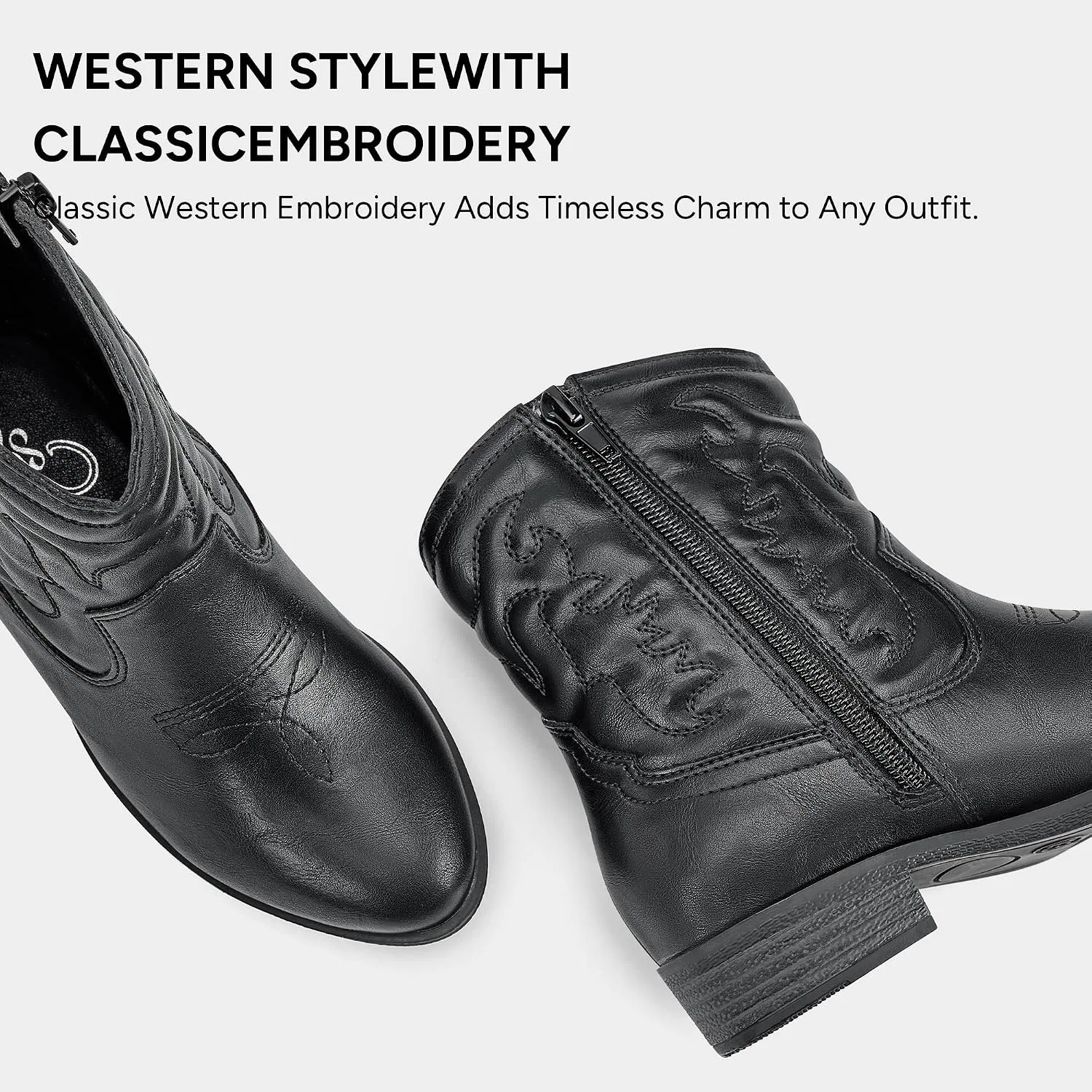 Детские сапоги для девочек с блестками Cowgirl Boots Stelle, Black — фото 4