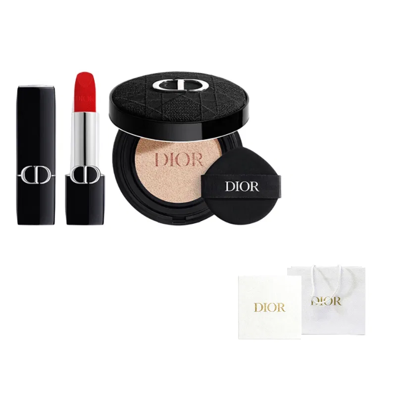 Женский набор макияжа с помадой и тональным кремом DIOR, Blue Gold