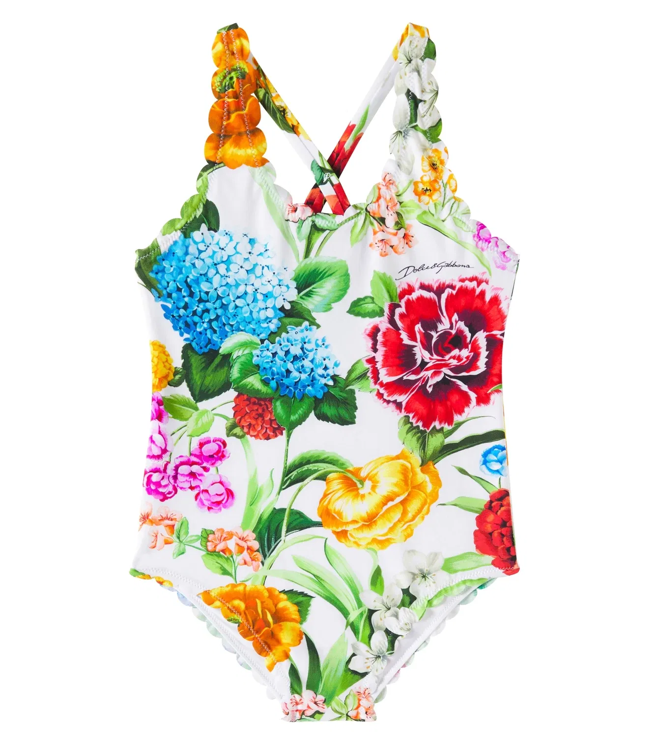Раздельный купальник с цветочным принтом Dolce&Gabbana Kids, голубой