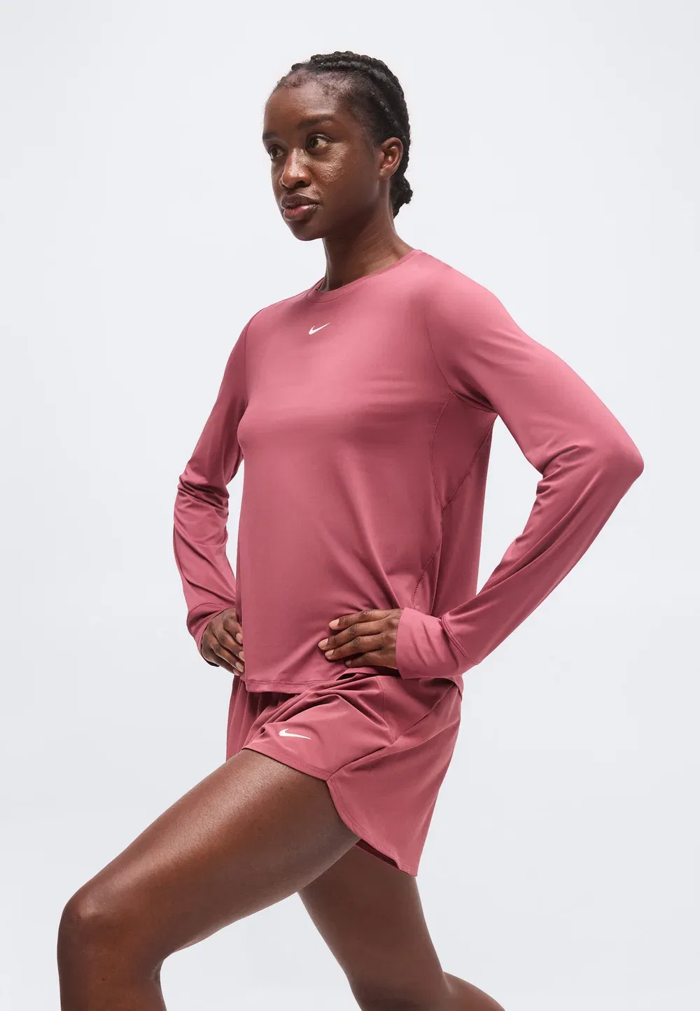 Классический вариант - блузка с длинными рукавами Nike Performance, Pink Smoke/White — фото 4