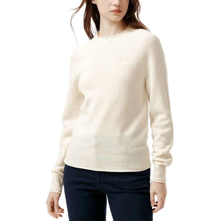 Свитер LACOSTЕ XFJ/Cream White, с логотипом и круглым вырезом
