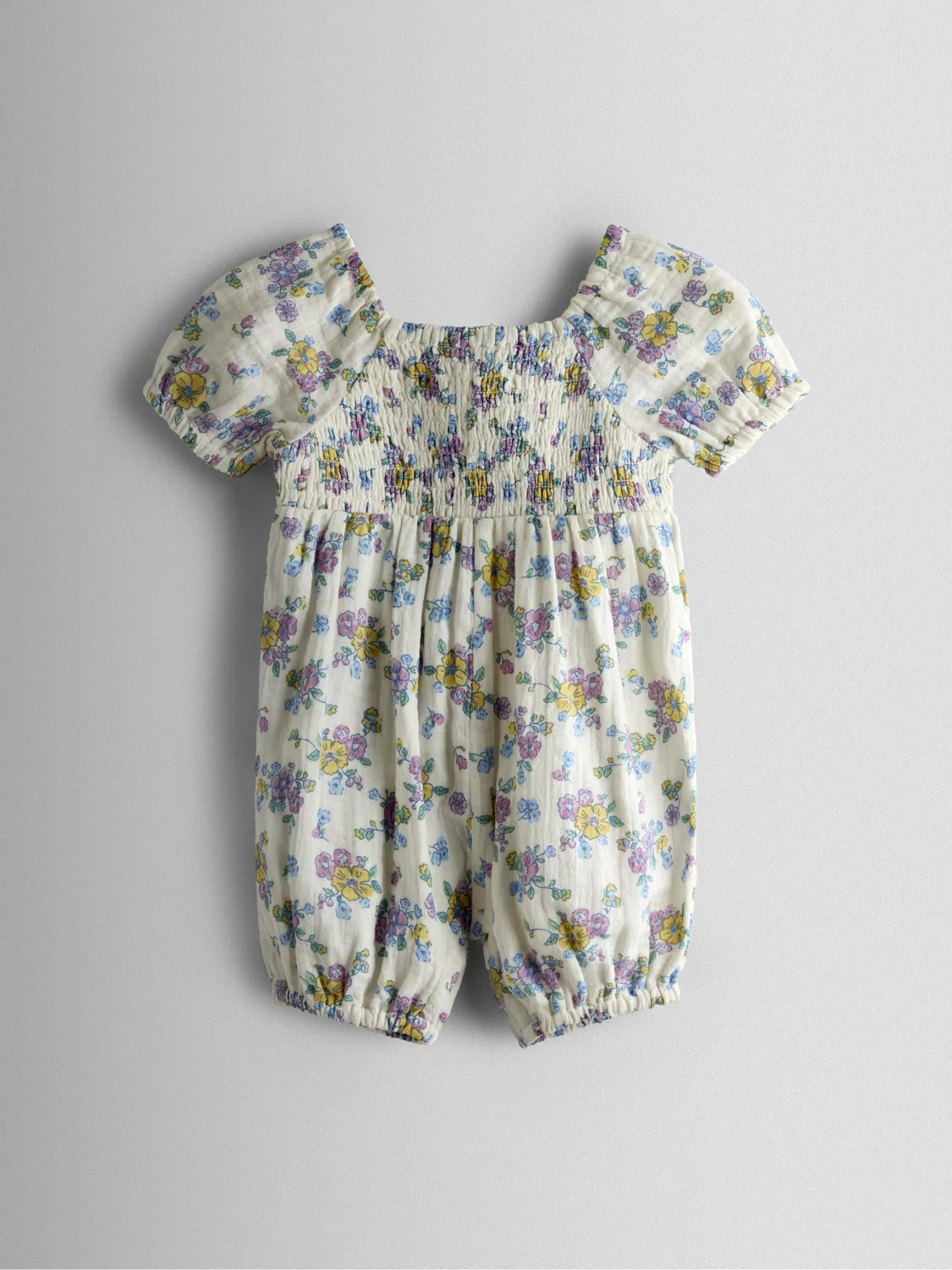 Комбинезон для малышей с вышивкой, JoJo Maman Bébé, кремовый с цветочным принтом
