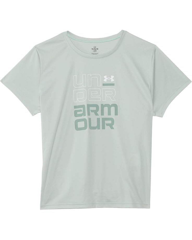 

Футболка Under Armour Kids Tech Split Wordmark Short, цвет Hydro Green/Silica Green/White