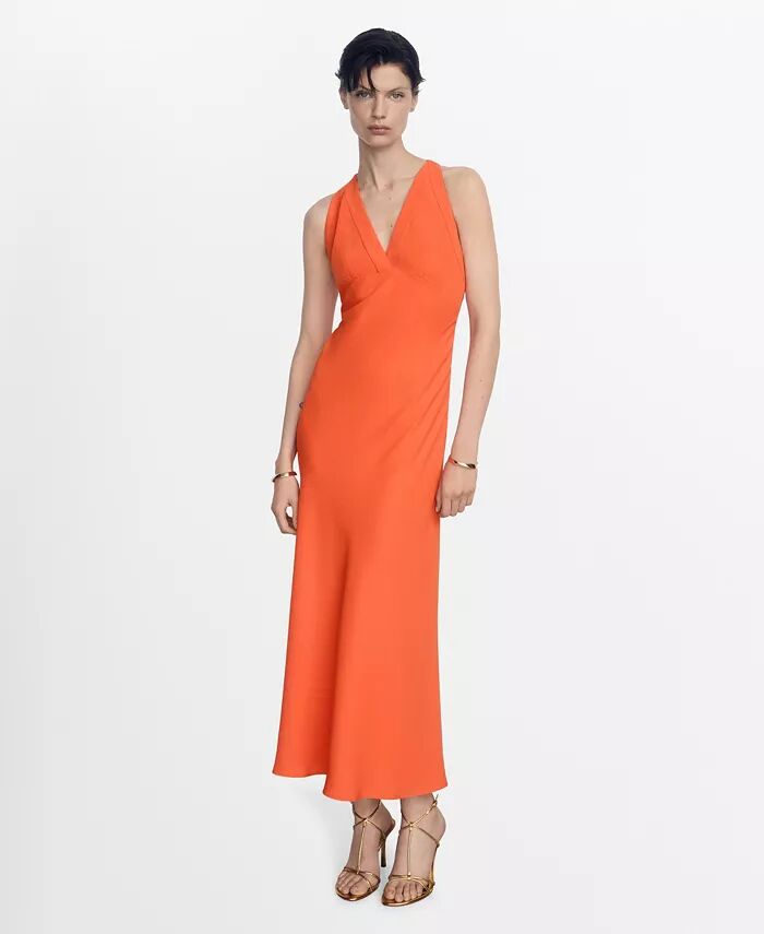 

Женское платье с запахом сзади MANGO, оранжевый