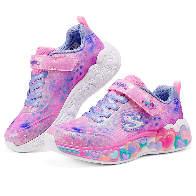 Skechers Kids Детские повседневные кроссовки S Lights розовые/фиолетовые — фото 3