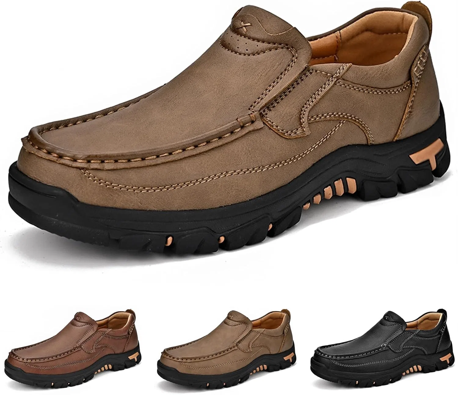 Походные ботинки из натуральной кожи, дышащие, Khaki NATLEAD