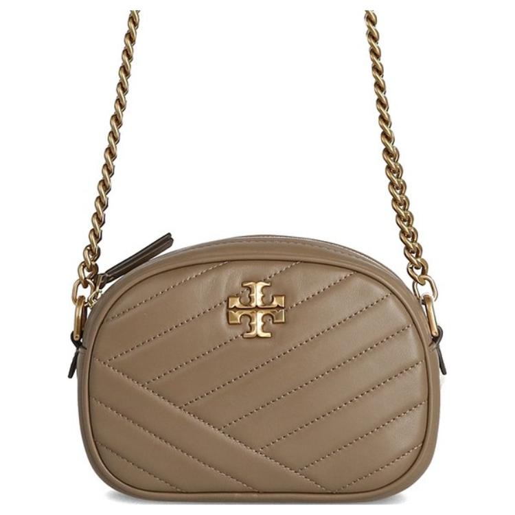 

Кожаная сумка Kira для фотоаппарата через плечо маленького размера женская бежевая TORY BURCH