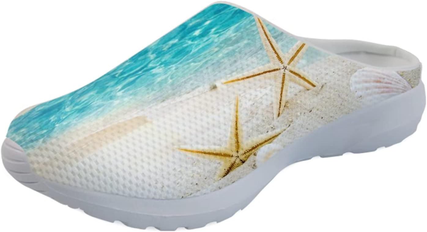 

Женские слипоны-мюли Forchrinse с милым Санта-Клаусом, мужские садовые сабо, сетчатые прогулочные туфли для повседневной носки, работы и спортзала, Starfish on Beach