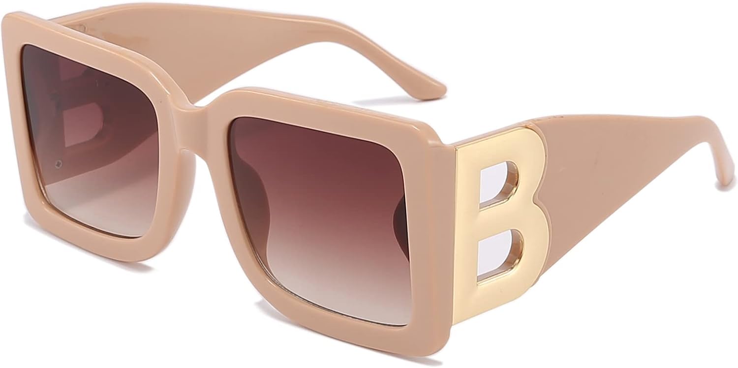 

PORADAY Модные большие квадратные солнцезащитные очки для женщин и мужчин, стильные, черная толстая оправа, роскошные дизайнерские солнцезащитные очки в современной крупной оправе, Beige/Gradient Brown