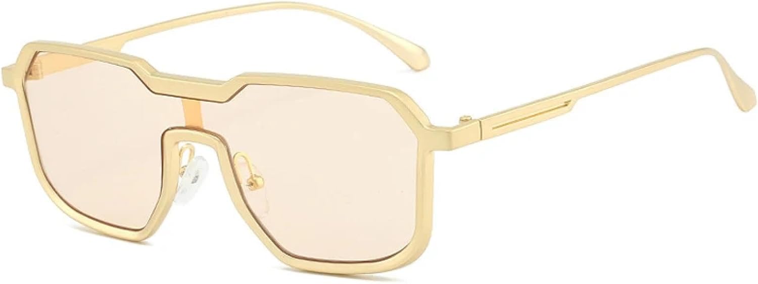 

Панк-метал цельные солнцезащитные очки для женщин и мужчин, нестандартной формы, для активного отдыха, рыбалки, летних путешествий, с защитой от УФ-излучения UV400 TKKTLLT, Gold Champagne