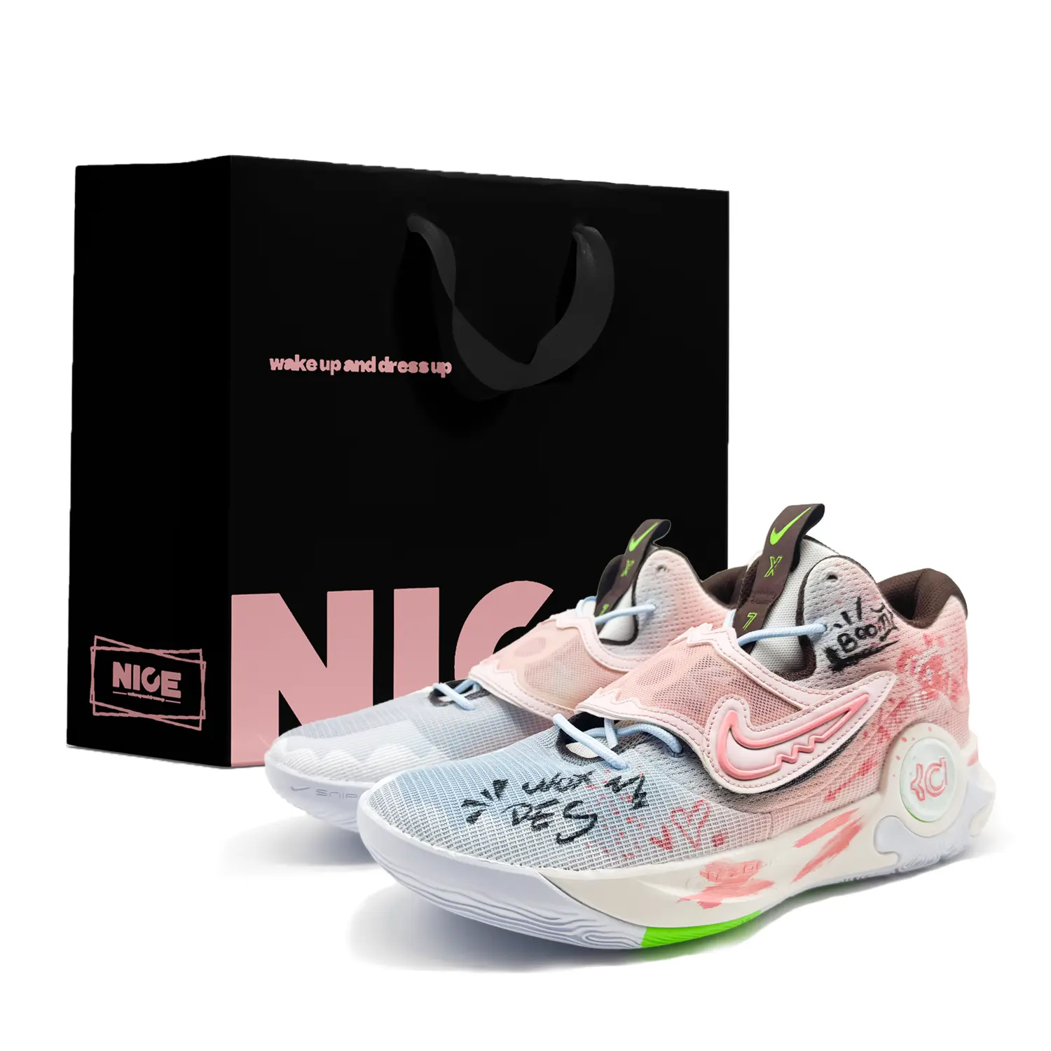 

Nike Баскетбольные кроссовки KD Trey 5 X с низким верхом, устойчивые к истиранию, мужские, сине-розовые