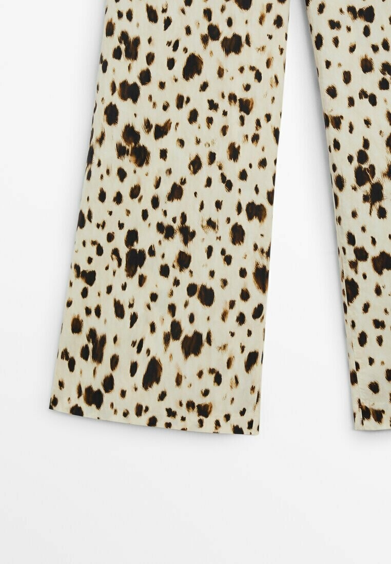 

Брюки Printed Wide Leg With Drawstring Detail Massimo Dutti, бежевые