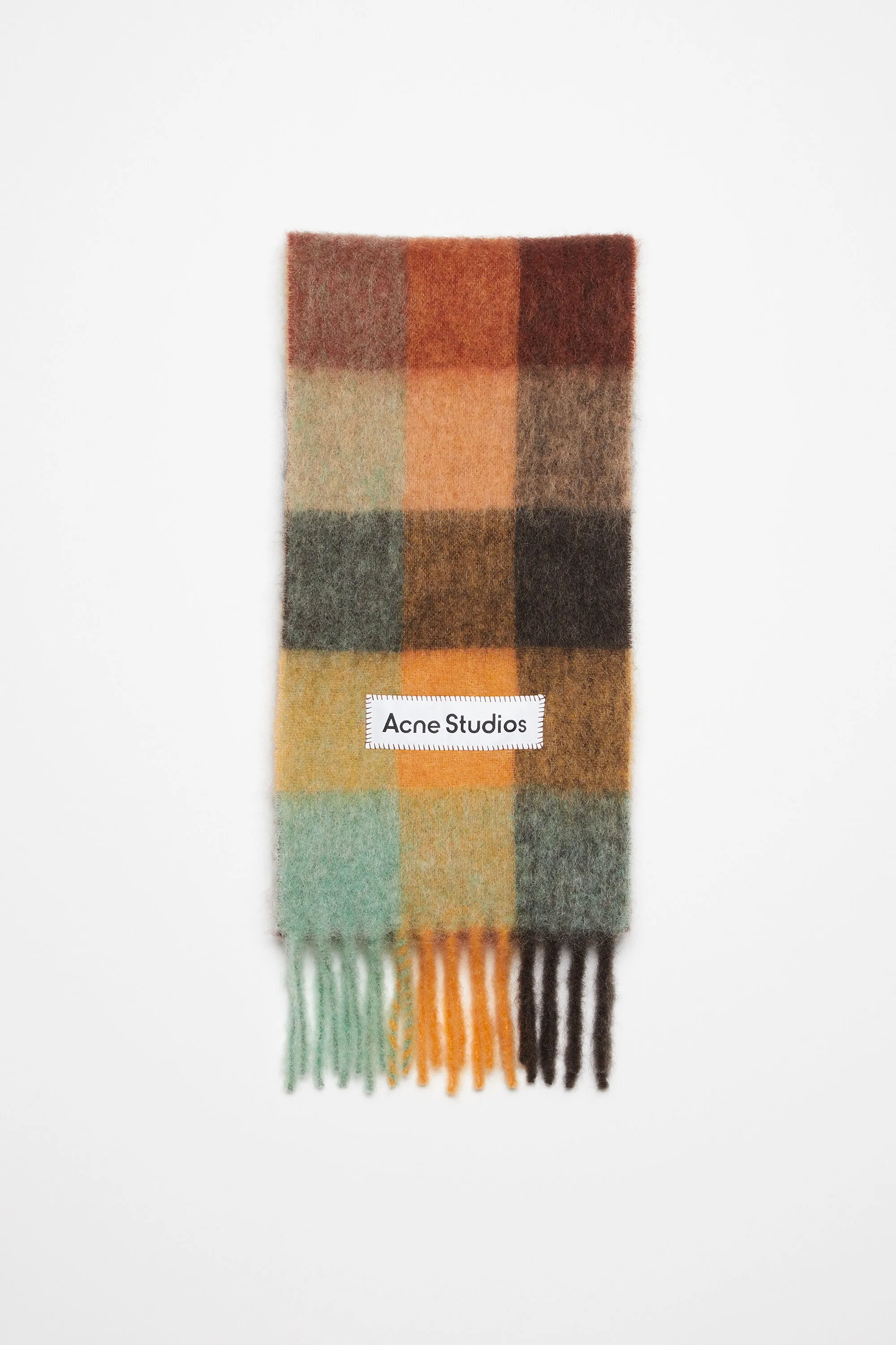 

Шарф в клетку из мохера Acne Studios, Chestnut brown/yellow/green