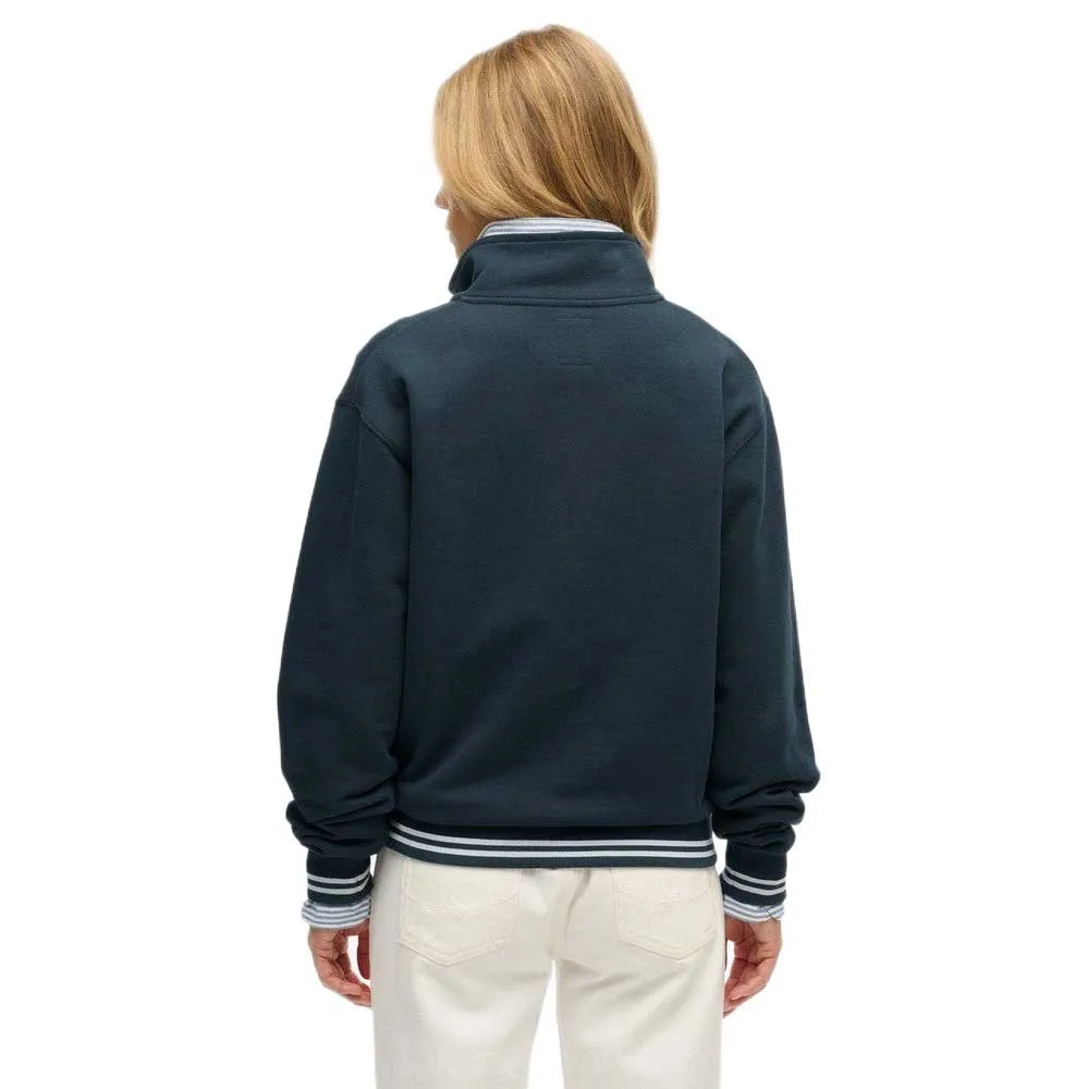 Свитер Superdry Country Club с тисненым рисунком и застежкой-молнией до середины груди, синий — фото 2