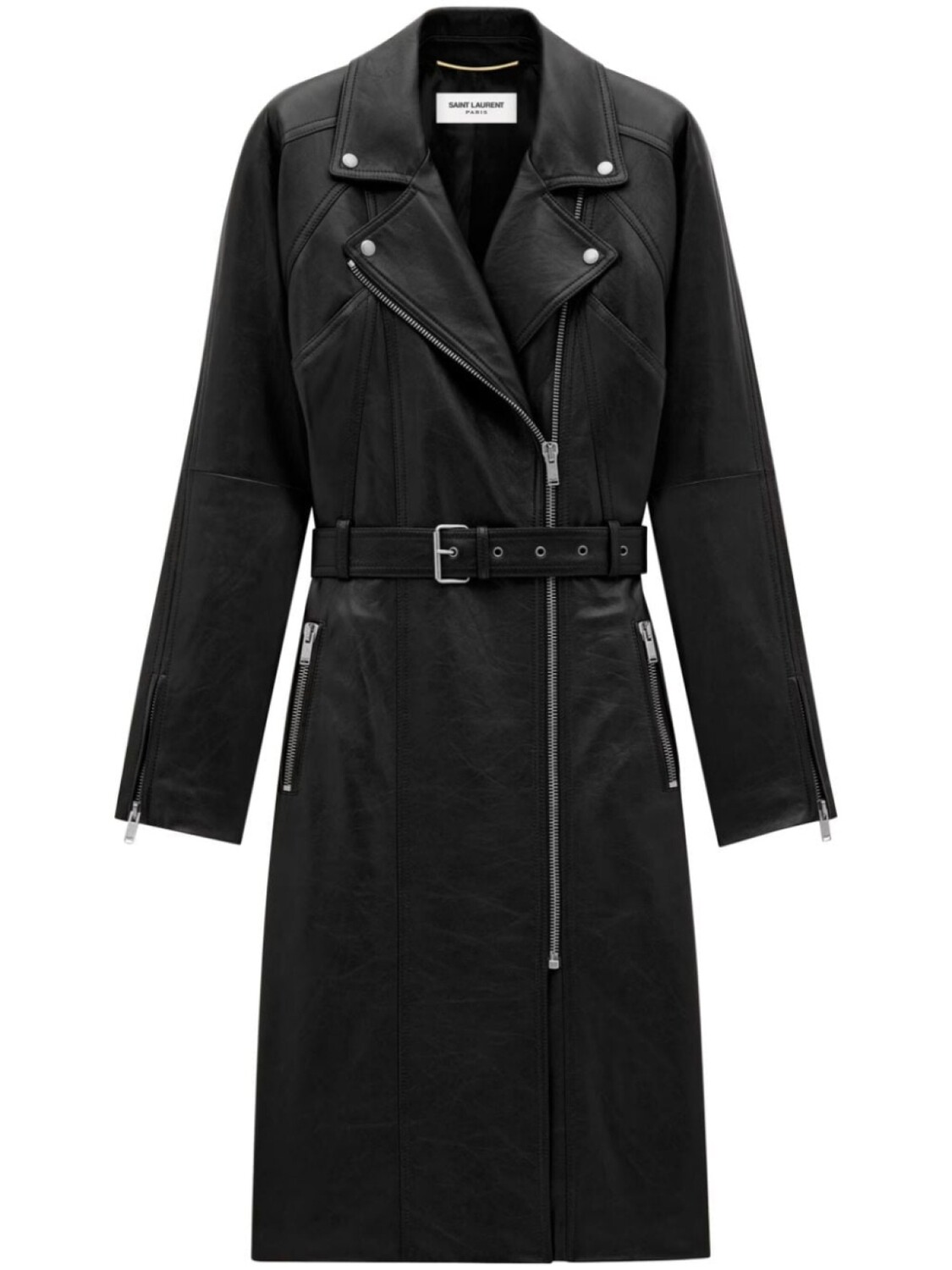 

Saint Laurent кожаное пальто, черный