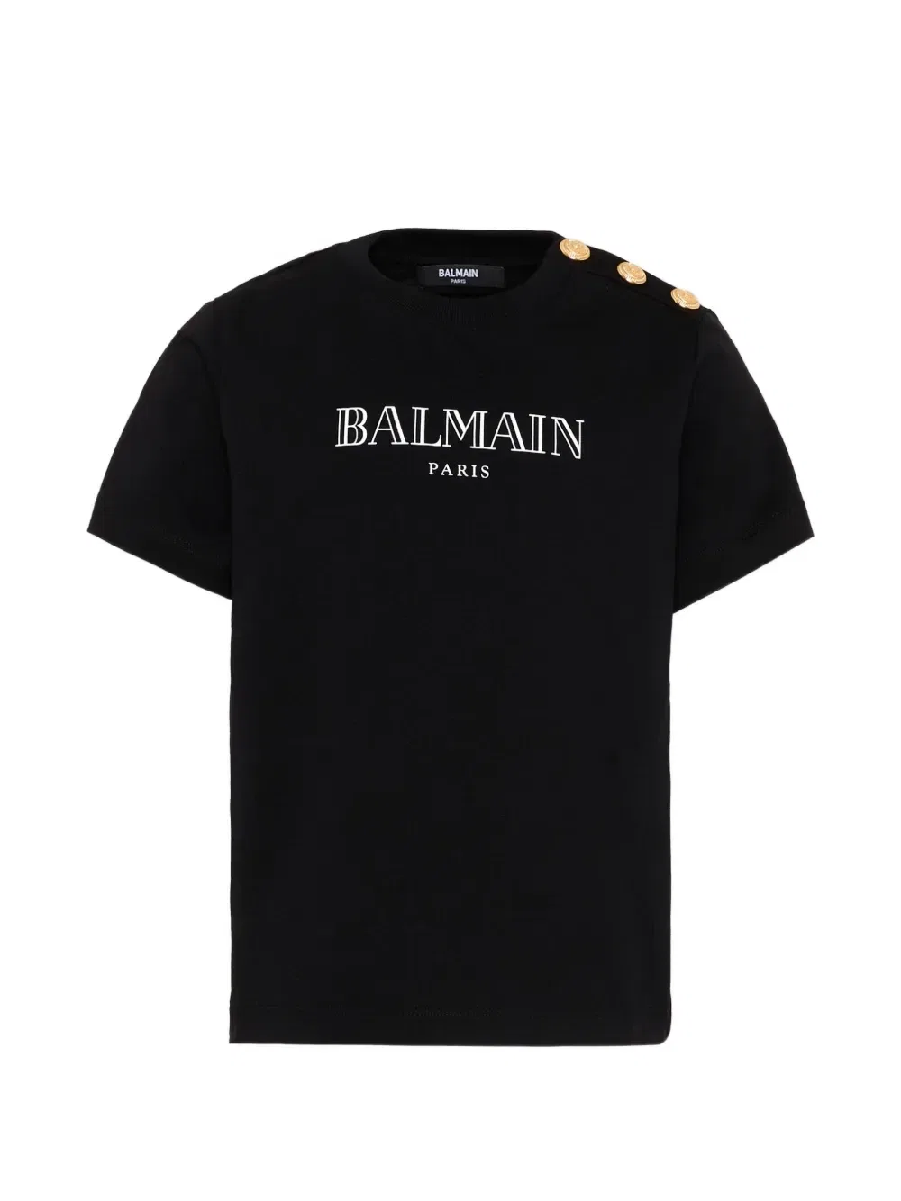 Футболка с логотипом и пуговицами Balmain Kids, черный